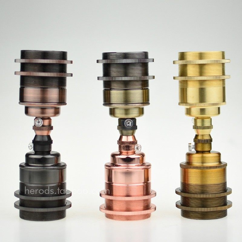 E27 E2纯黄铜灯头铜件陶瓷芯欧美复古吊灯灯饰DIY咖啡馆吊灯