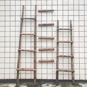 复古带树皮树枝实木手工木桩木质装 饰梯子楼梯场景布置道具摆件