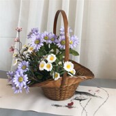 竹编花篮竹制花器跳舞道具提篮田园风吊篮装 饰花篮舞台表演篮子