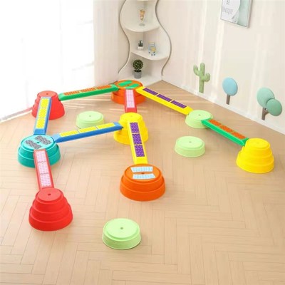 触觉配对独木桥幼儿园早教儿童感统训练器材按摩过河石建构平衡木