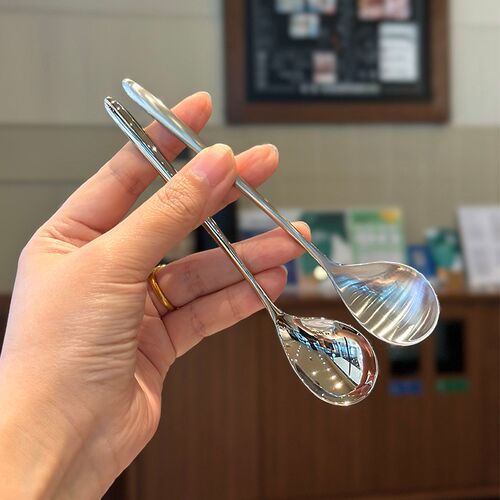 高端设计!出口1810不锈钢儿童吃饭小勺大人甜品早餐勺咖啡搅拌勺