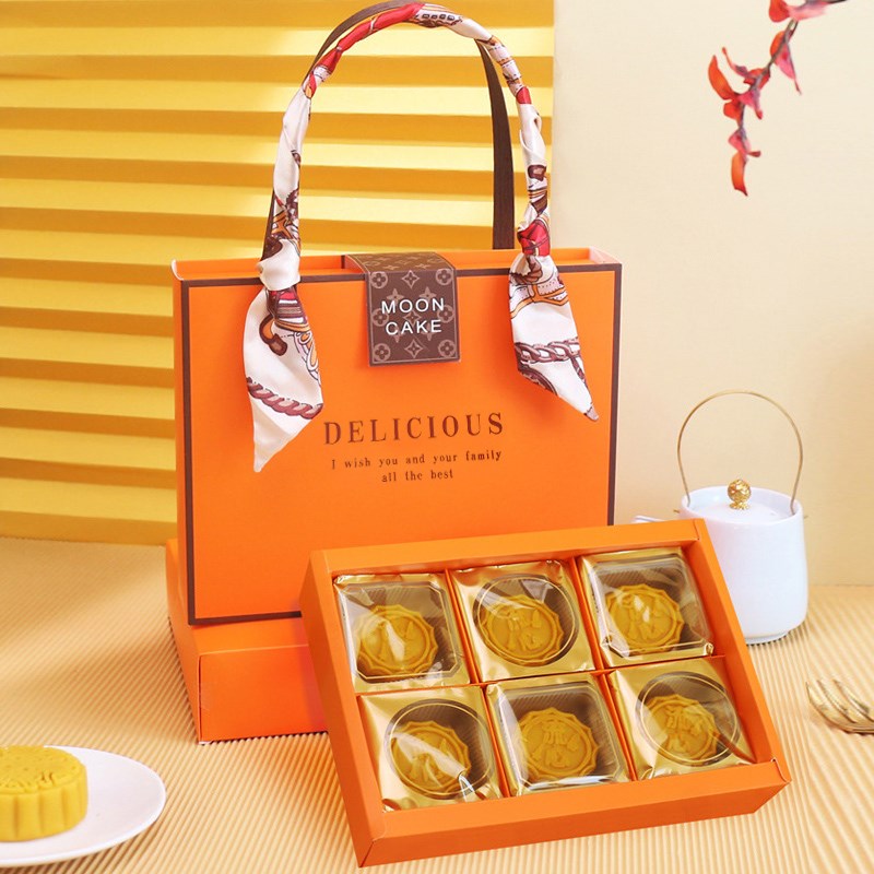 2023年新款月饼礼盒包装盒粒8粒中秋手提蛋黄酥空盒子克7