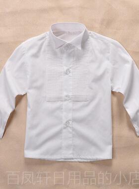 高档棉质童连儿领衣裙白色袖衬衫学生歌唱表长演立领翼尖领手风琴