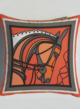 高档新品轻奢数码印花靠垫橙色系沙客厅样板间抱发包床头座椅装饰