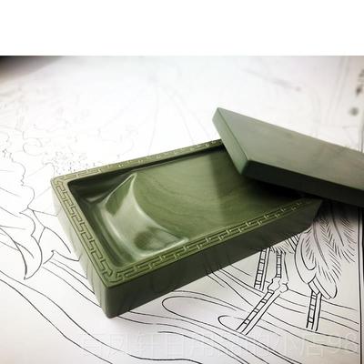 高档砚台用带盖松花砚6文房四寸宝书法品实用下发抄墨经笔墨纸砚