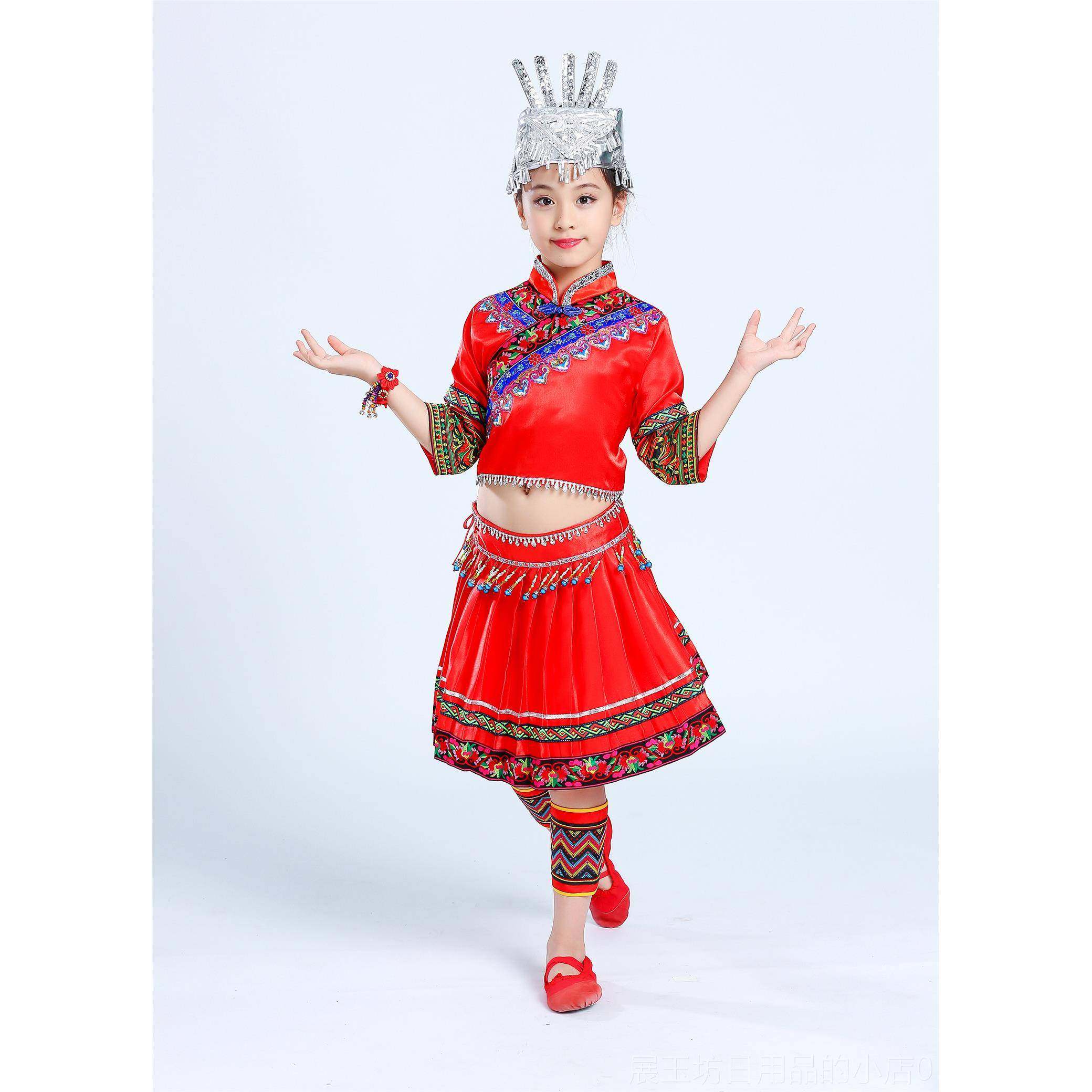 高档三月三儿童少数民族童服壮装56个民族女演出服男童族蒙古苗族