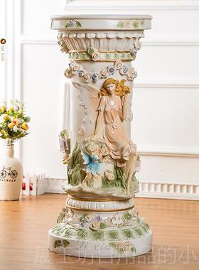 高档客厅欧式罗马花盆柱摆件居装饰家工窗艺品大型落地花架底座橱