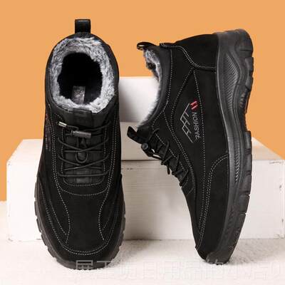 高档毛冬季加厚保暖兔爸鞋老北京布鞋年男士棉鞋防滑软底中老人爸