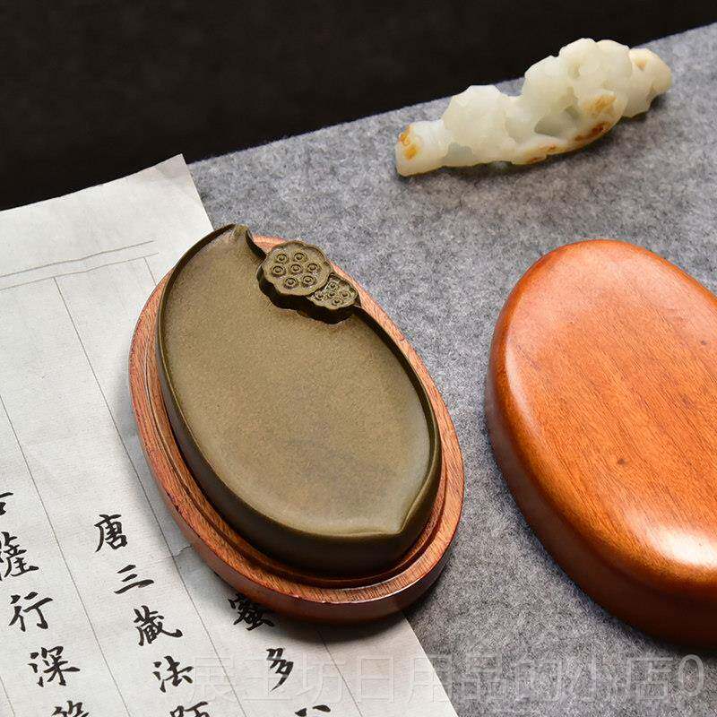 正品高档歙砚端砚天然原石清仓老坑鳝鱼子黄古源坑黄鱼书法国济书