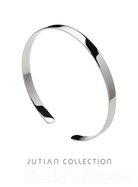 正品JUTIAnN 冷淡风银S925纯银女手镯is潮光面生素圈简约百搭饰礼
