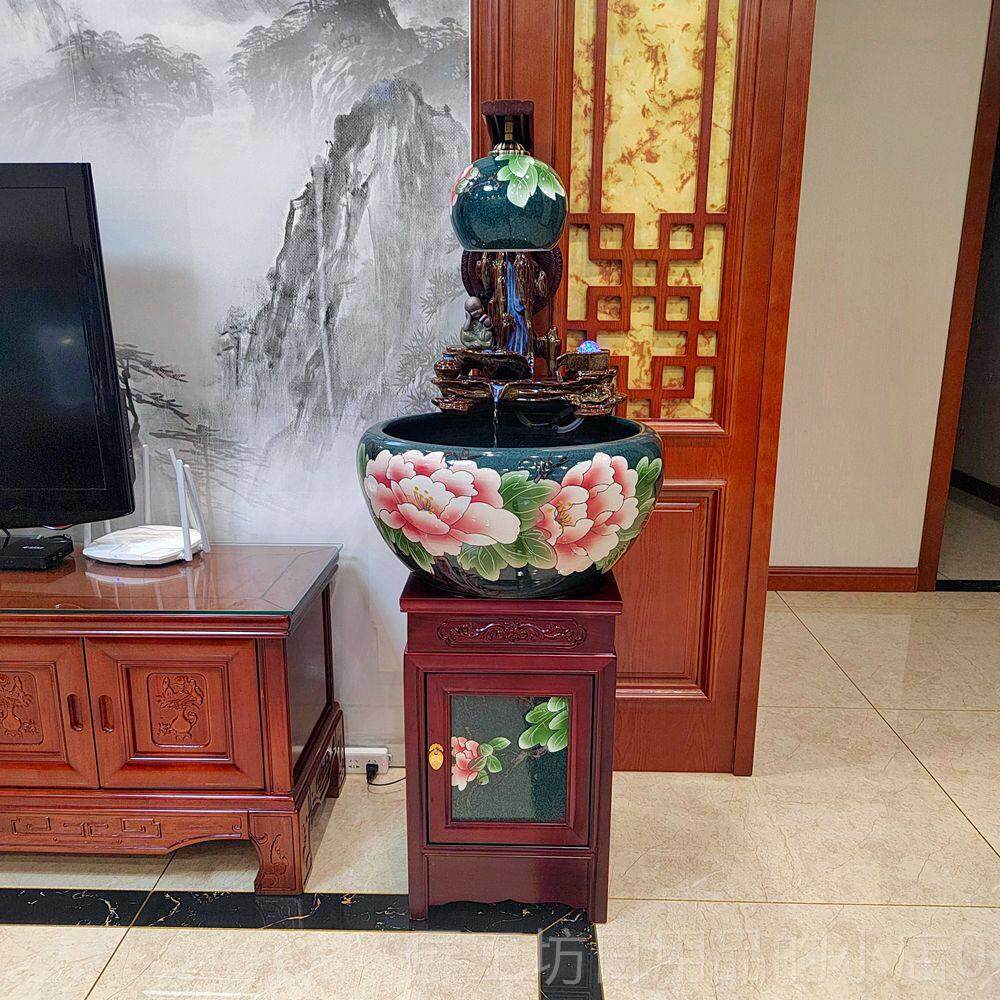 正品景厅德镇陶瓷鱼缸鱼柜式金鱼缸落地鱼缸用玄关客养盆办家公室