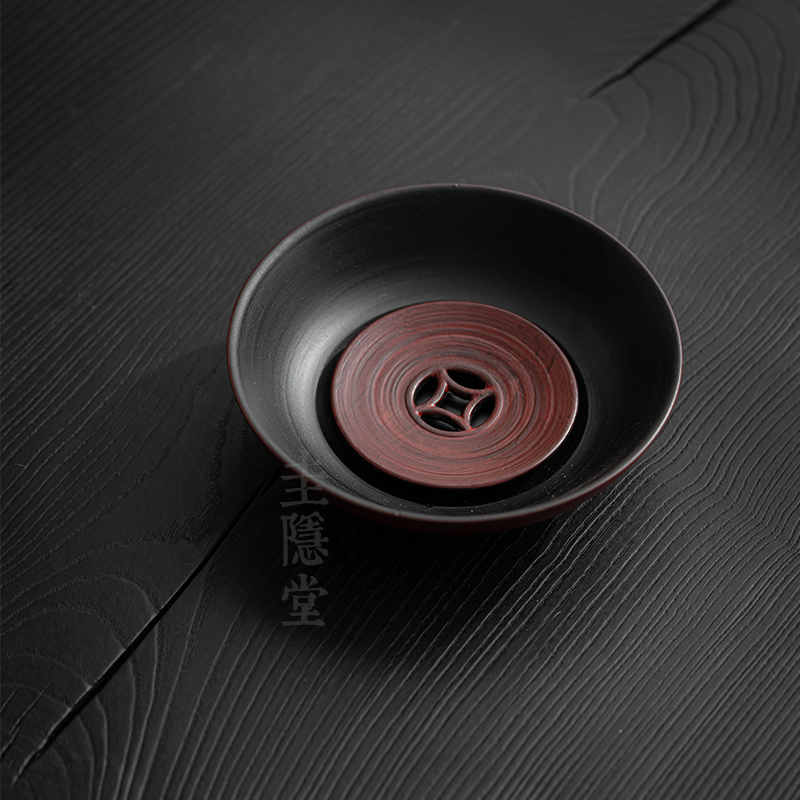 圭隐堂粉引山楂红手工粗陶壶承茶盘家用复古干泡台茶壶托盘茶托