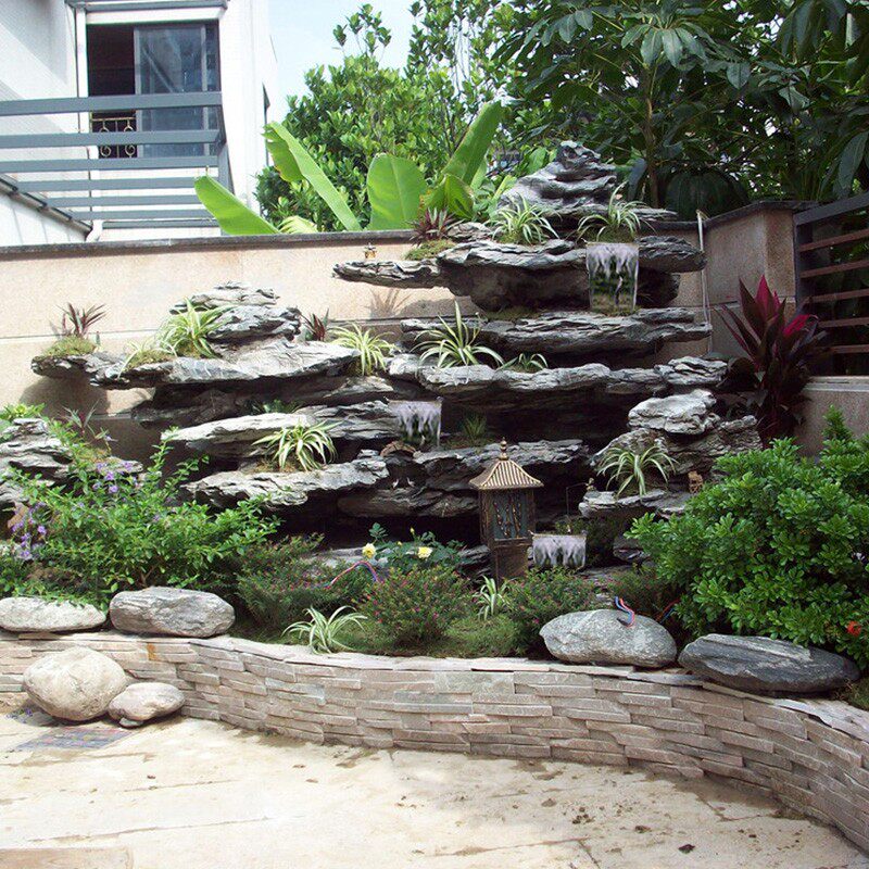 鱼池假山造景石头花园庭院流水喷泉别墅阳台大型招财装饰摆件瀑布