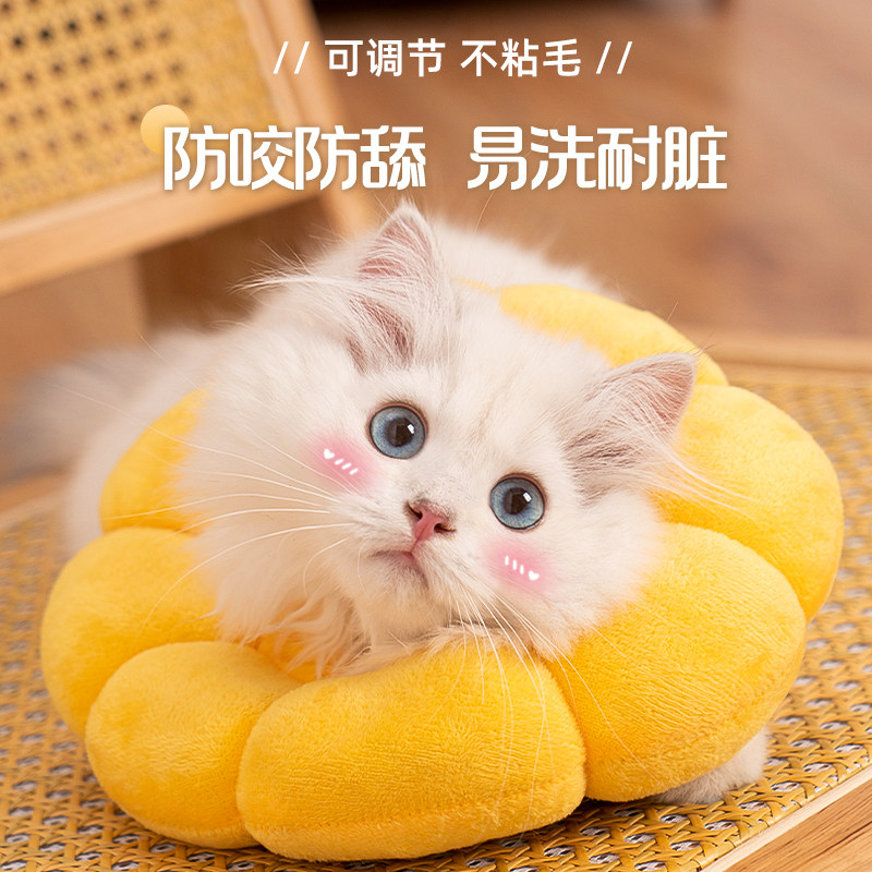 伊丽莎白圈猫咪防舔可爱头耻辱绝育软项圈棉布伊莉莎白宠物头套