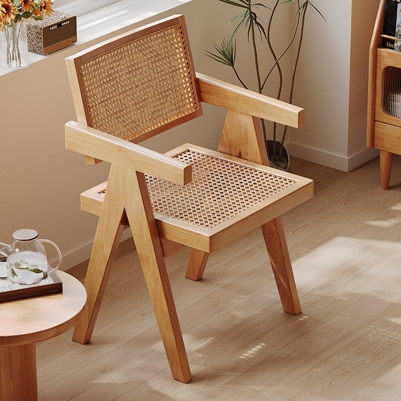 恬梦家居昌迪加尔休闲阳台椅全实木k字椅客厅小沙发复古中式藤编,住宅家具,阳台椅,淘宝优惠券,粉丝福利购,淘宝优惠卷