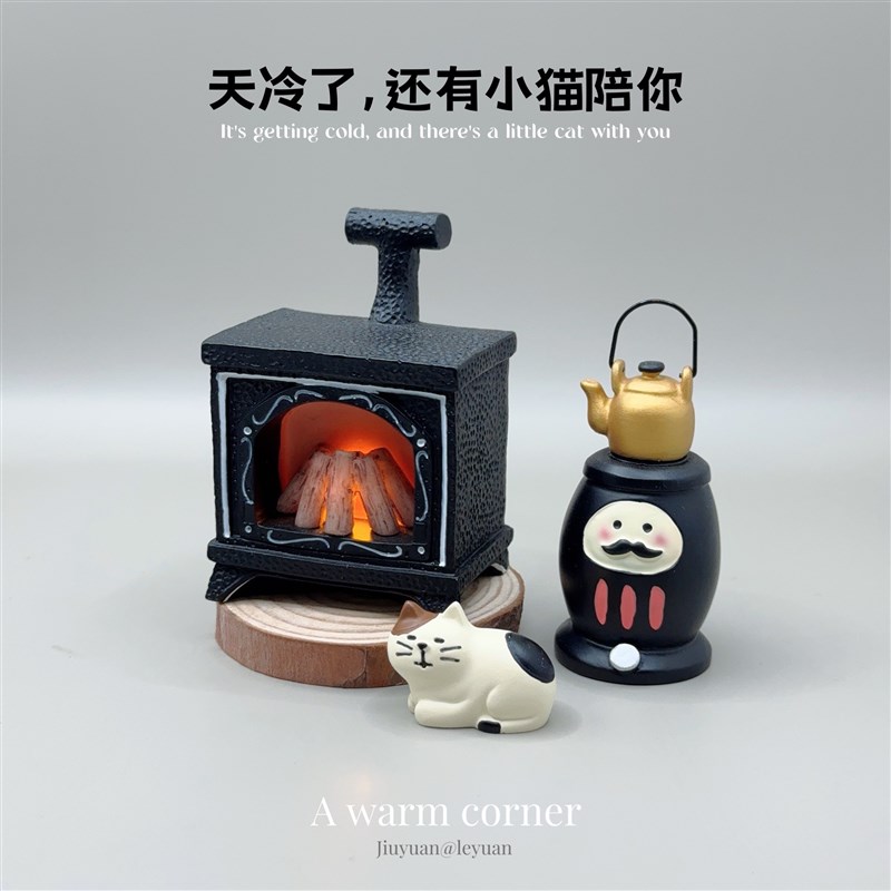天冷了养只小猫陪你温暖装饰摆件房间装饰可爱壁炉工艺装饰摆件