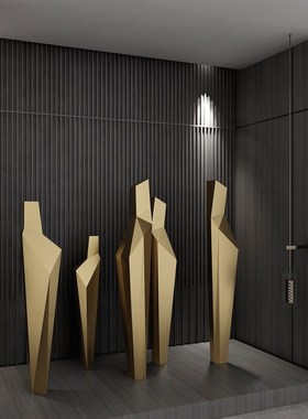 铁艺抽象人物雕塑摆件酒店会所大厅迎宾摆设落地金属软装饰艺术品