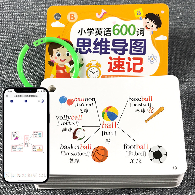 小学生思维导图英语速记单词卡片幼儿童拼音数学英文词汇大全教具