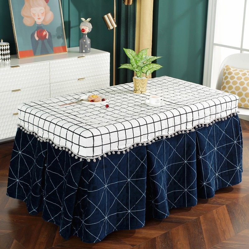 双面绒加厚冬季茶几长方形电炉罩取暖桌烤火架布罩裙摆烤火被罩套