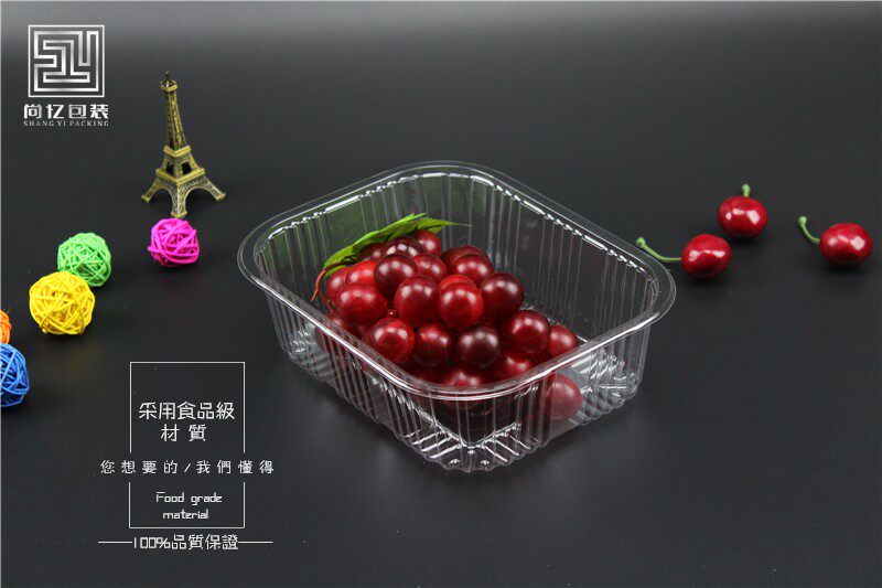 尚忆一次性透明塑料果蔬盒750克水果草莓熟食烤鸭包装盒 生鲜托盘