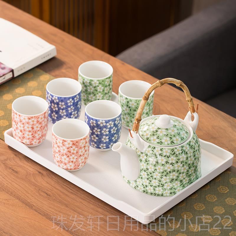 高档家用瓷茶具小套装竹盘整套青花瓷壶大陶容量复提古梁壶茶茶杯