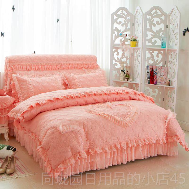 正品韩版婚庆公主风蕾丝床款四件套薄裙款边花罩床套1.8床m米床上