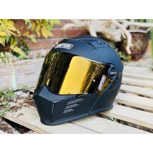 正品现货SIMPSON辛森普揭面盔S纤维碳哈雷风格匪帮头盔印第安D全