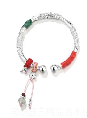 正品lect纯珂里连理枝银手镯女款银999足银镯c妈子母亲节礼物实用