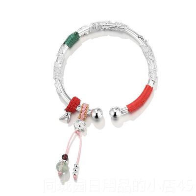 正品lect纯珂里连理枝银手镯女款银999足银镯c妈子母亲节礼物实用
