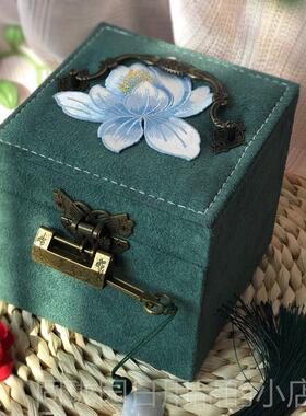 正品屉首饰盒玉镯收纳抽三层饰品盒古典盒子项链指戒盒古风盒刺绣