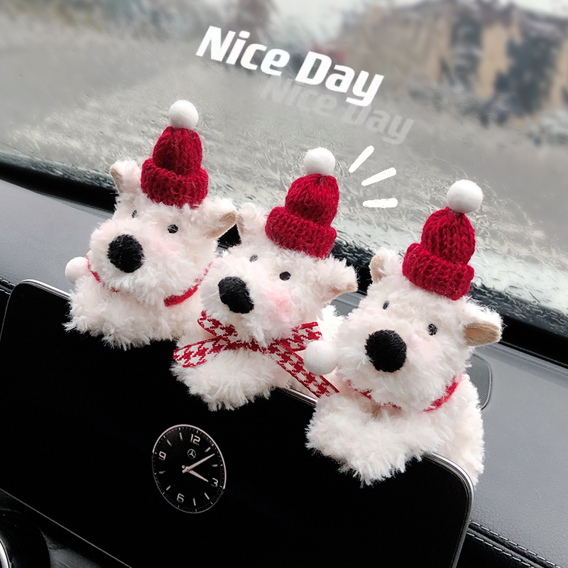 西高地汽车屏幕车内饰品摆件中控显示屏车载怀挡装饰汽车玩偶公仔