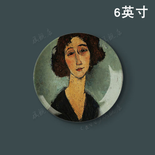 6英寸莫迪里阿尼油画装饰盘子餐厅背景墙面墙饰壁挂盘陶瓷盘摆件