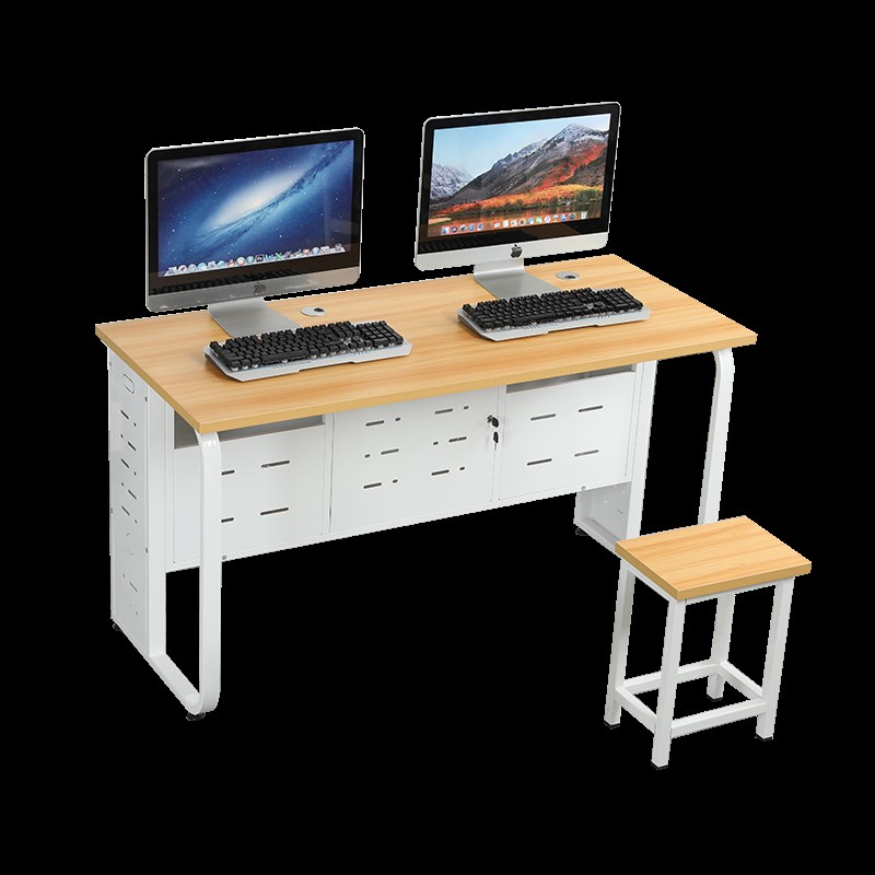 学校学生电教室编程培训人三人计算机多媒体微机室机房电脑桌椅