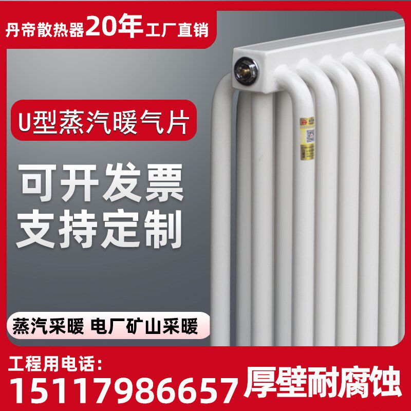 丹帝U型弯管弧管柱型水暖暖气片蒸汽电厂矿山企业钢制采暖散热片