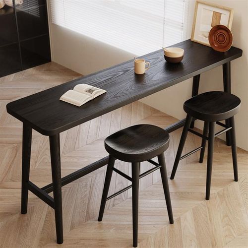 实木吧台桌家用阳台靠墙高脚桌沙发边客厅隔断餐桌小户型桌椅组合