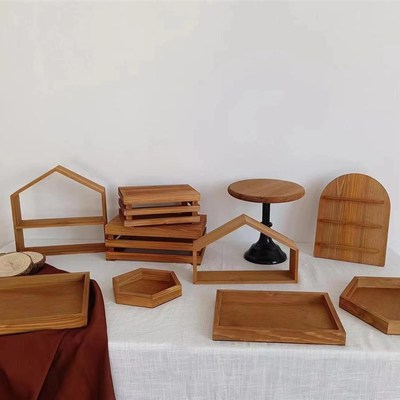 咖色系甜品台架子展示架摆台摆件茶歇中式架子寿宴宝宝宴摆台