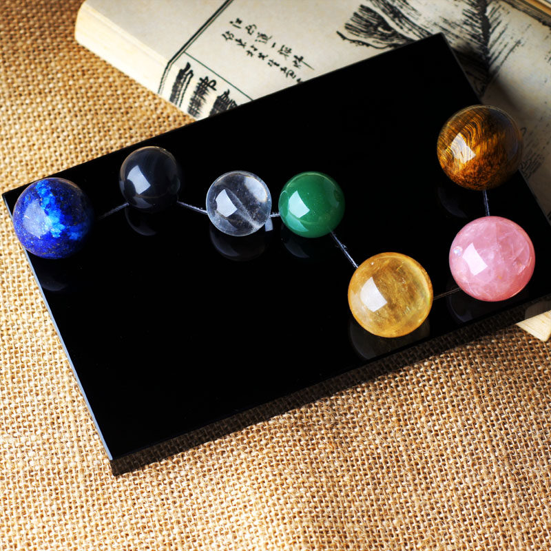 可净化天然水晶北斗七星阵摆件粉晶黑曜石补五行旺运家居客厅摆设