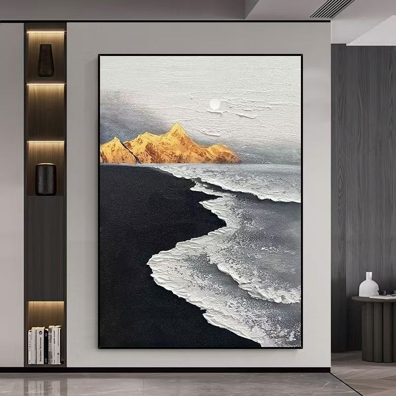 海浪抽象艺术背景墙装饰挂画现代客厅墙面落地壁画大幅玄关过道画