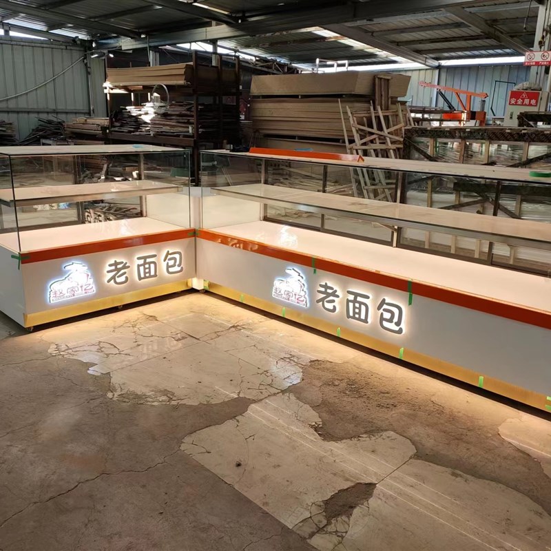 定制面包展示柜实木糕点柜台展柜蛋糕中岛柜烘焙金架边柜玻璃商用