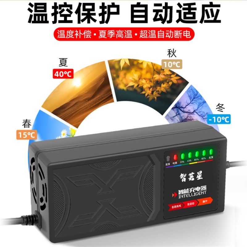 60V20AH电动车充电器7灯电量显示反接保护温度保护充满关机