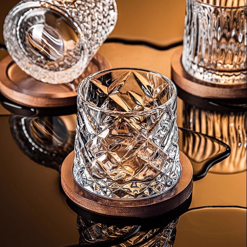 U Mi LIVING解压  酒具创意威士忌酒杯水晶杯不倒翁家用带托盘