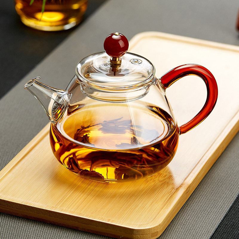 美斯尼玻璃茶壶单壶耐热高温加厚单壶家用过滤小红茶具泡茶壶套装