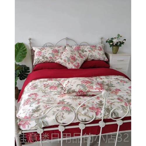 正品婚庆四件婚大套红色全棉纯棉床笠结被新房喜床单被套新婚床上