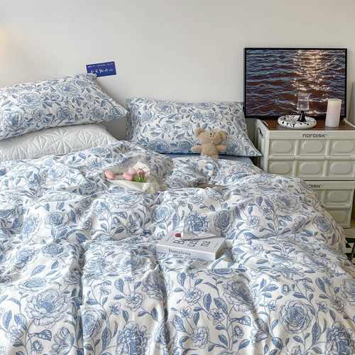 正品in少s女覆古碎花纯棉10床单被套件0套四三大学生宿舍全棉床上