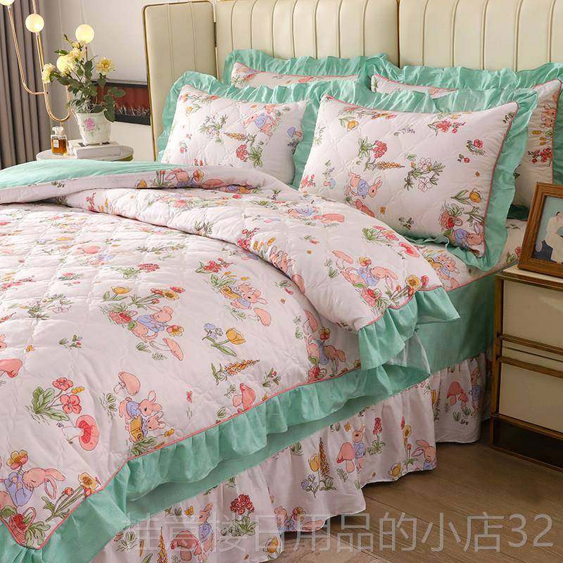 正品冬季床上全套夹棉棉加厚四件套床裙秋款全纯棉床床品被套单带