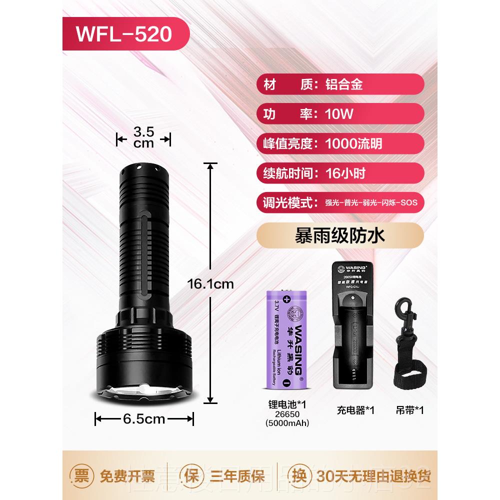 正品华升强黑豹清安仓手电远筒光射铝合金充电露营手电户外保巡逻图片