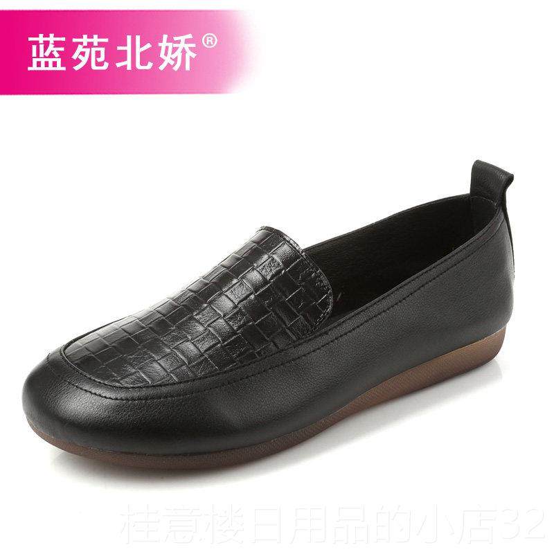正品女鞋2头025春新款真秋包鞋舒适圆平底妈妈鞋夏软底休闲女士皮