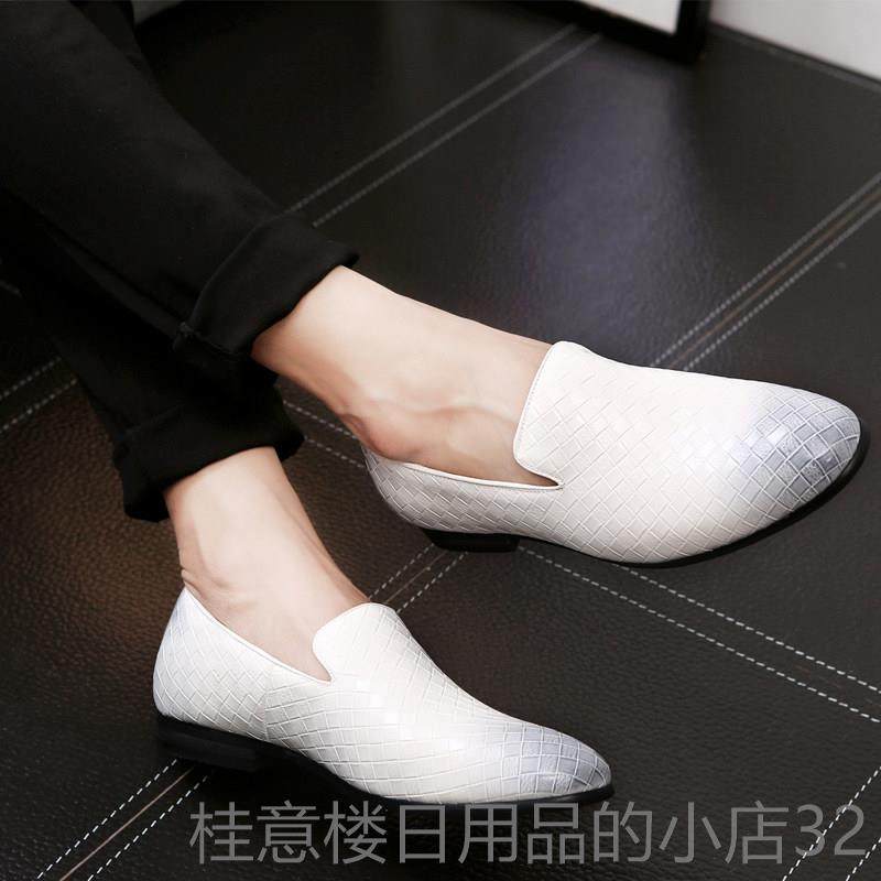 正品2025懒夏季新款英伦男小皮鞋编织鞋套脚士人豆豆韩版发型师潮,流行男鞋,乐福鞋（豆豆鞋）,淘宝优惠券,粉丝福利购,淘宝优惠卷