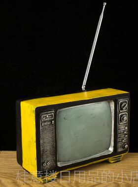 高档意 覆古做旧式收机电视机创模型摆件咖啡厅奶音老茶店桌面装