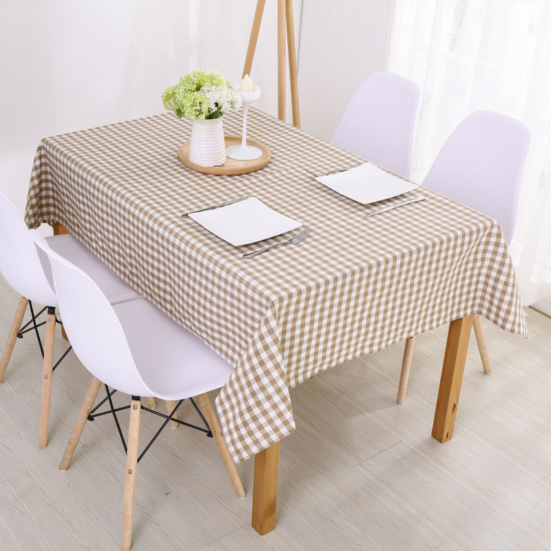 现代简约布艺格子桌布防水餐桌布长方形小清新棉麻茶几布台布定制
